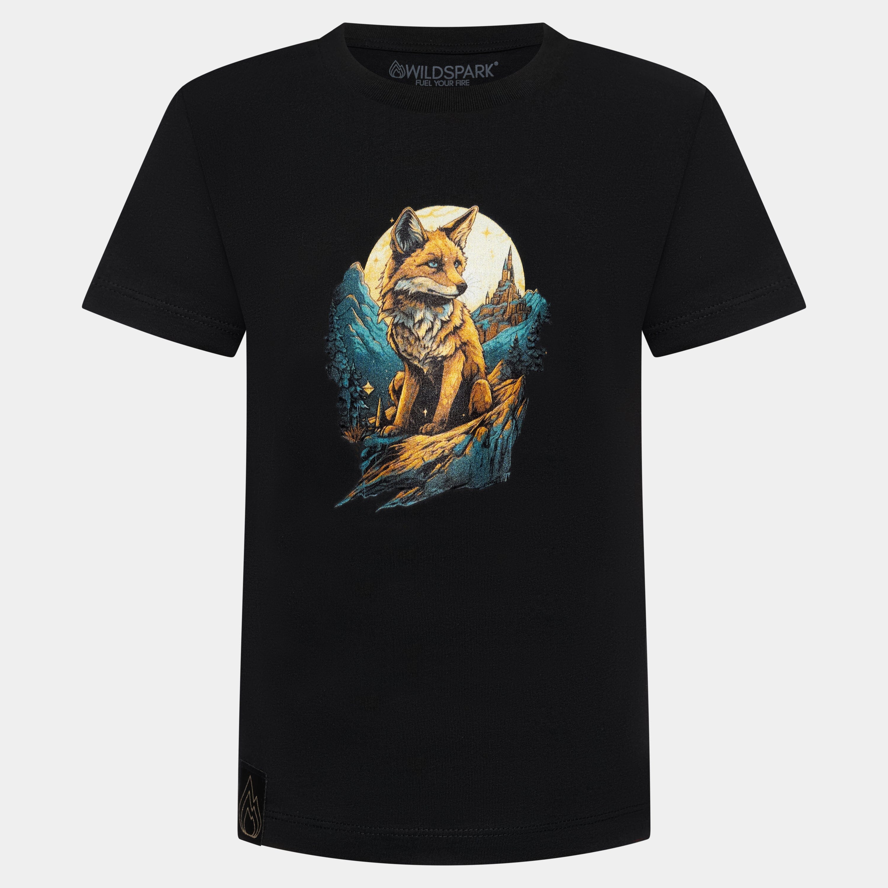 Majestic Mountain Fox - Kinder Premium Organic Shirt Kids & Babys Wildspark Schwarz 98/104 (3-4) 