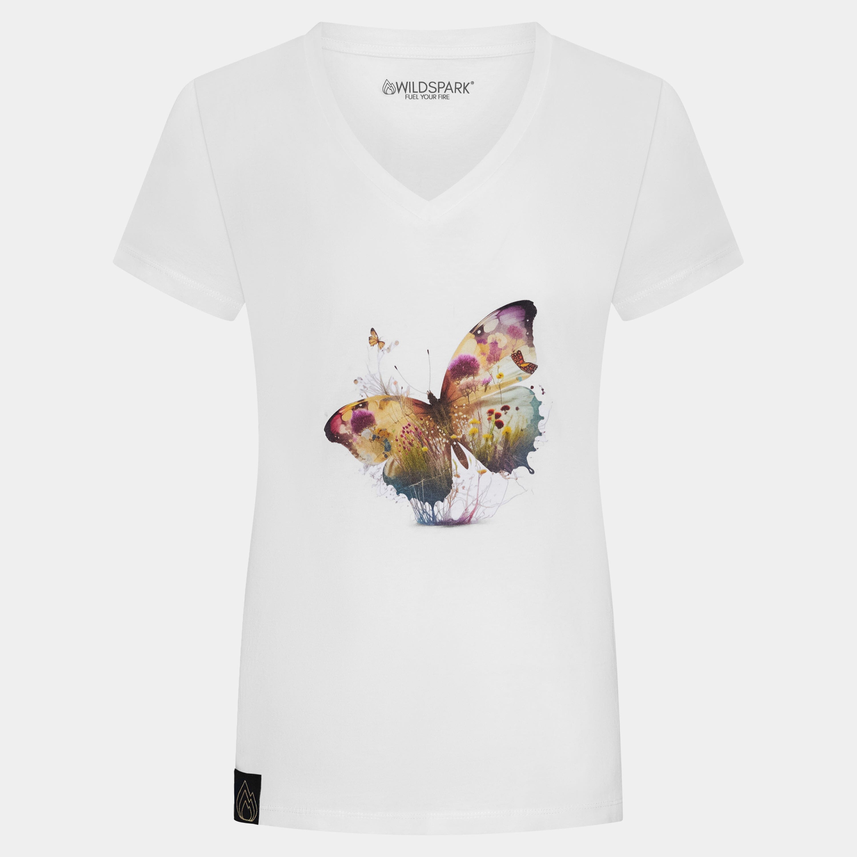 Schmetterlingswiese - Damen Organic V-Neck Shirt V-Neck Shirts Wildspark 