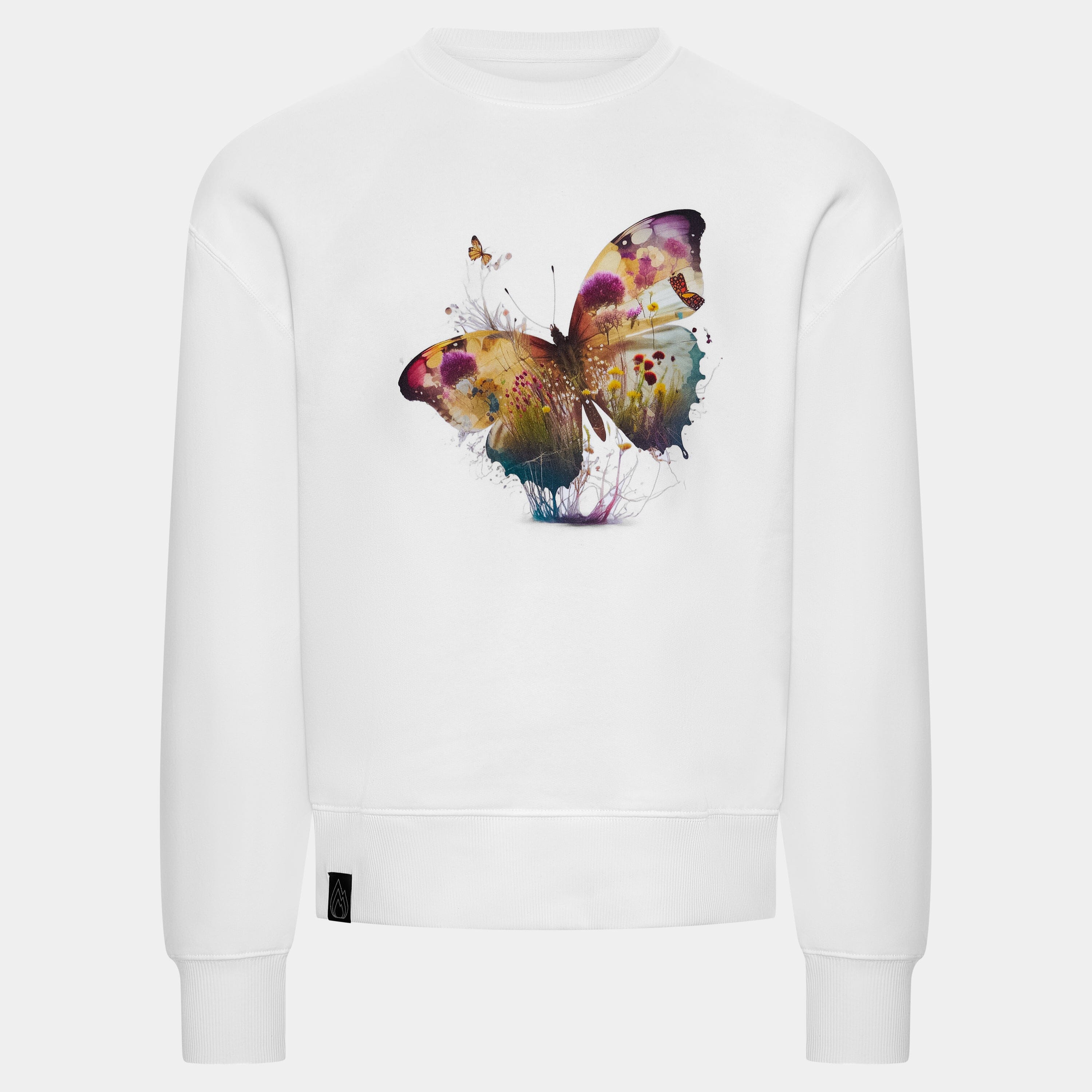 Schmetterlingswiese - Organic Oversize Sweatshirt Sweatshirts Wildspark Weiss S 